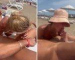 Outdoor beach blowjob